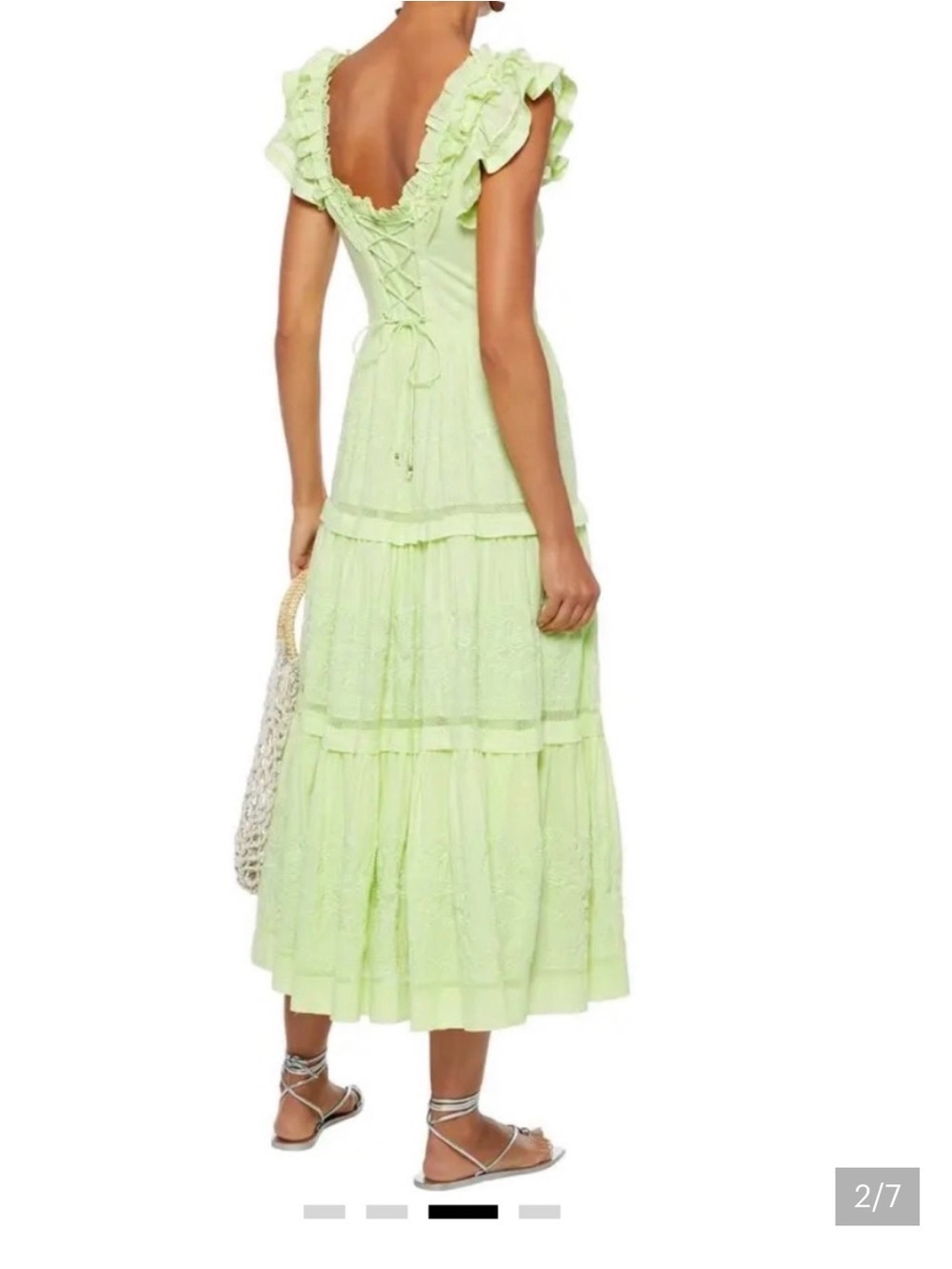Ulla Johnson Julietta lace-up tiered broderie anglaise cotton midi dress - Picture 2 of 3